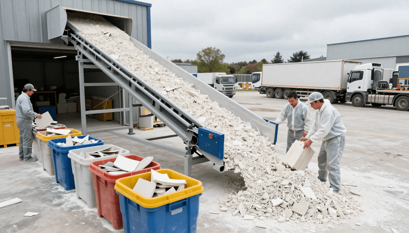 Knauf et Ritleng: une filière française du recyclage du plâtre